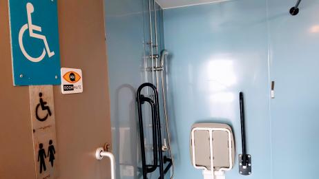 Disabled door and shower facility