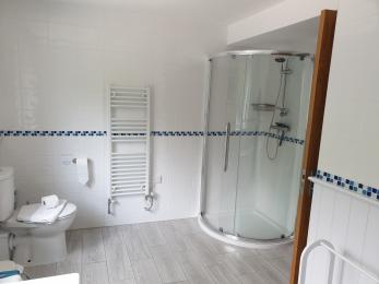 family bathroom with shower cubicle