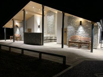 Pot washing area at night with lighting