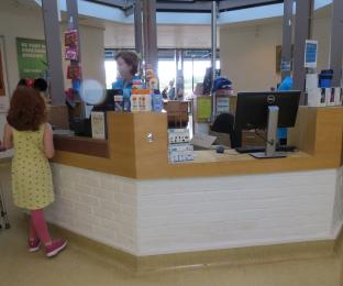 Admissions desk  with lower access counter on front