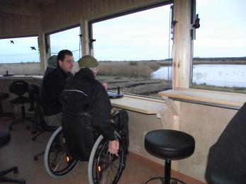 wheelchair user inside Island Mere hide