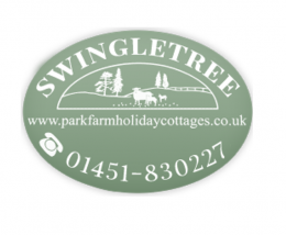 A logo of Swingletree Cottage showing a countryside scene and telephone number