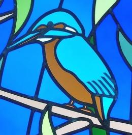 Kingfisher stained glass window