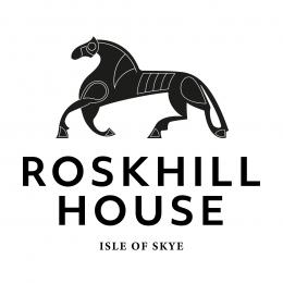 Logo of Roskhill House on the Isle of Skye - a Nordic influenced black horse features as the key image