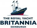 Logo of a navy blue, red and white graphic of The Royal Yacht Britannia. 