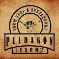 Puldagon Farm Shop and Restaurant Logo, highland cow emblem 